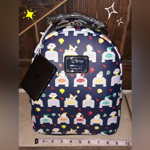 Loungefly Disney Snow White & the Seven Dwarves Beds Allover Print Mini Backpack - Picture 2 of 11